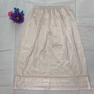 Lorraine Women's Nude Silky Nylon Long Half Slip Lace Tall Medium